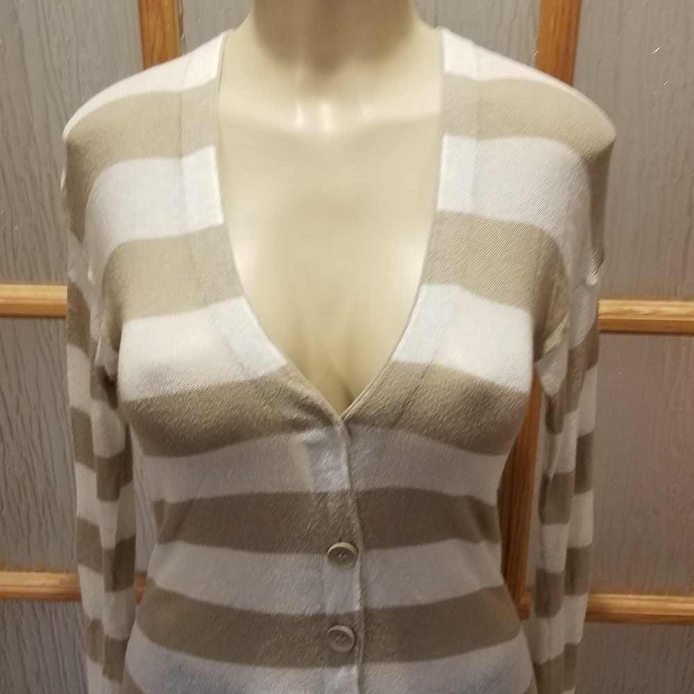 CASLON Striped Sheer Cotton Cardigan - Picture 2 of 6